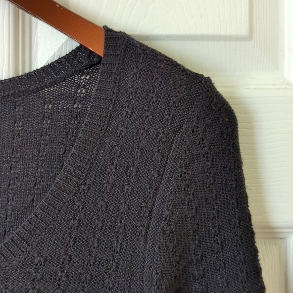 American Eagle Knit Quarter Sleeve Round Neck Flowy A-Line Mini Dress Black S - Picture 7 of 12